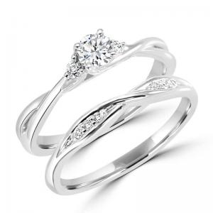 10KT Diamond Bridal Set with Crossover Bands