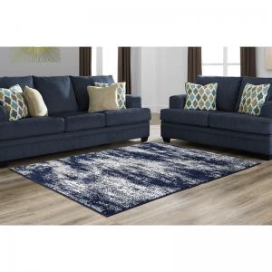 5' x 7' Navy & Silver Pattern Area Rug