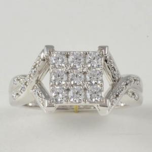 10KT Ring with White Sapphires and Accent Diamonds